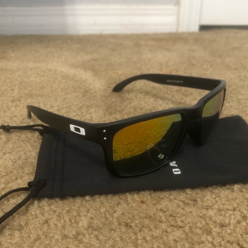 Oakley Holbrook Gold Reflective Sunglasses 9102 Matte Black - Picture 9 of 10